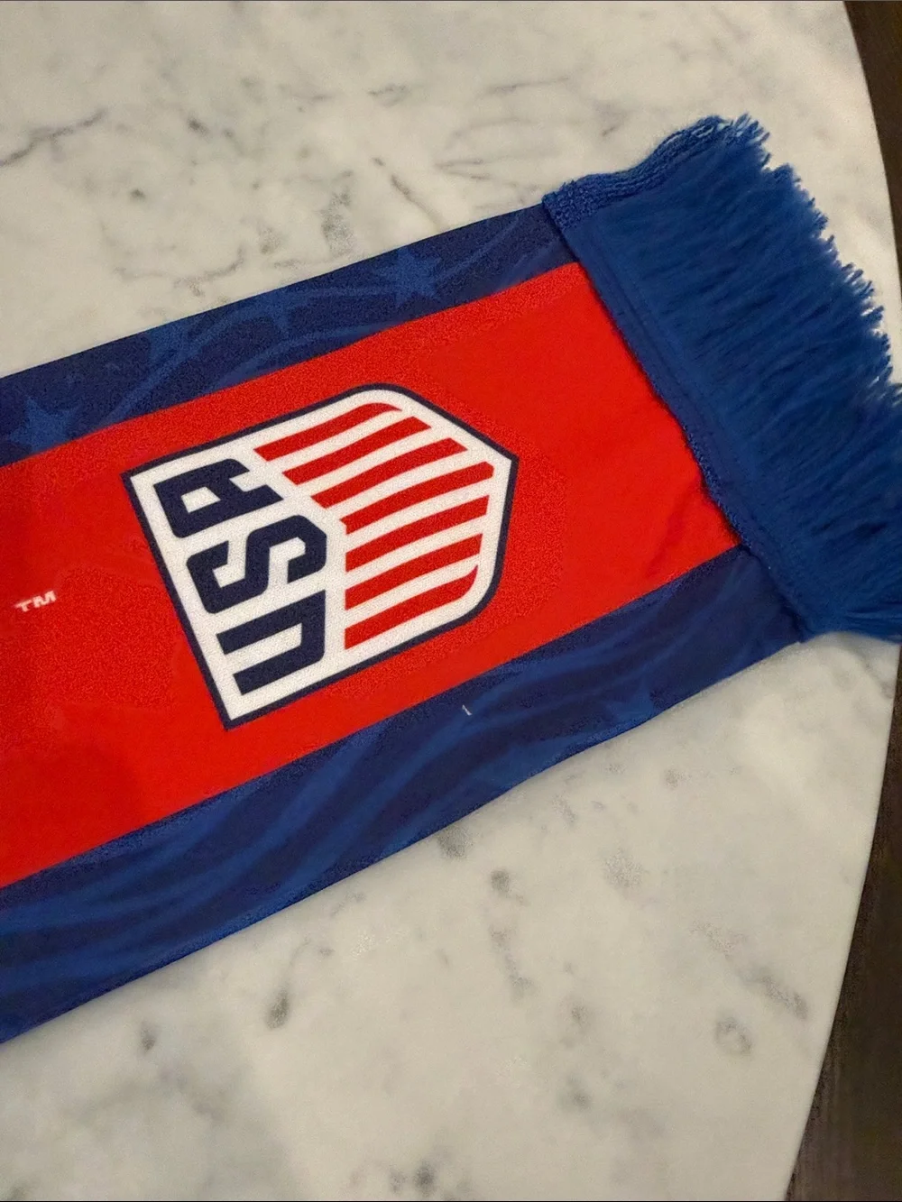 USMNT Red and Blue Soccer Scarf - USA Crest
